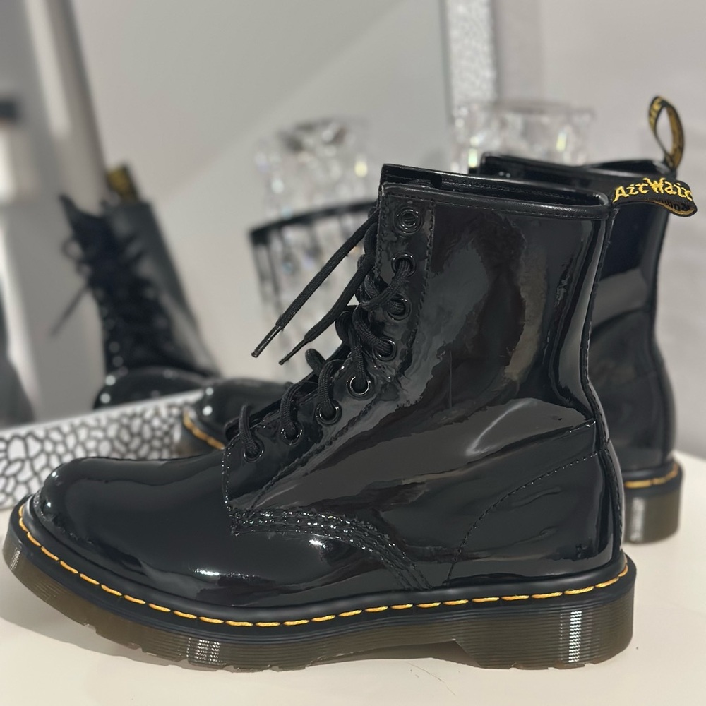 Dr. Martens Patent
Leather Black Combat Boots Women's Sz 8